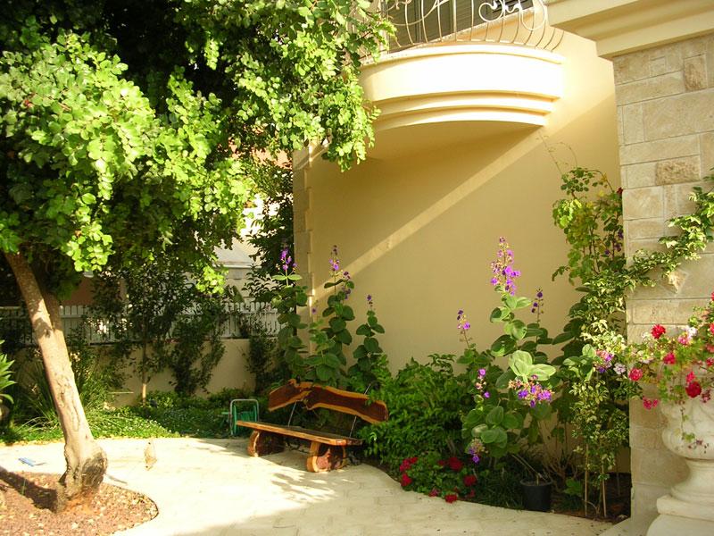 רחבה מרוצפת בכניסה לבית