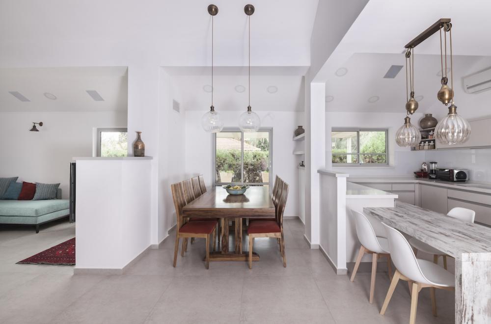 3 הפונקציות יחד: מטבח, פ. אוכל וסלון