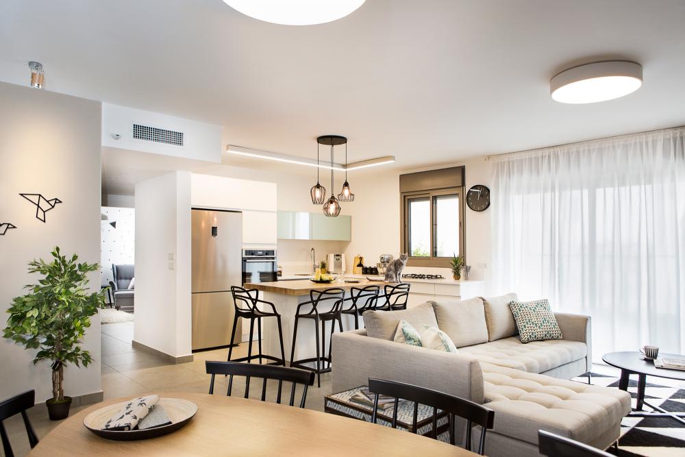 עיצוב סלון דירת קבלן